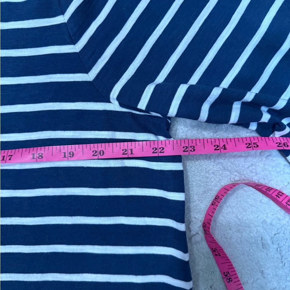 Pact Organic Cotton Striped Tee XL Blue White V Neck 3/4 Sleeve Top - Picture 4 of 8